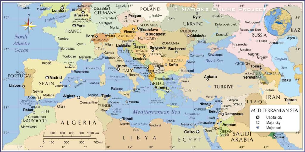 Các quốc gia ven biển Địa Trung Hải là nước nào